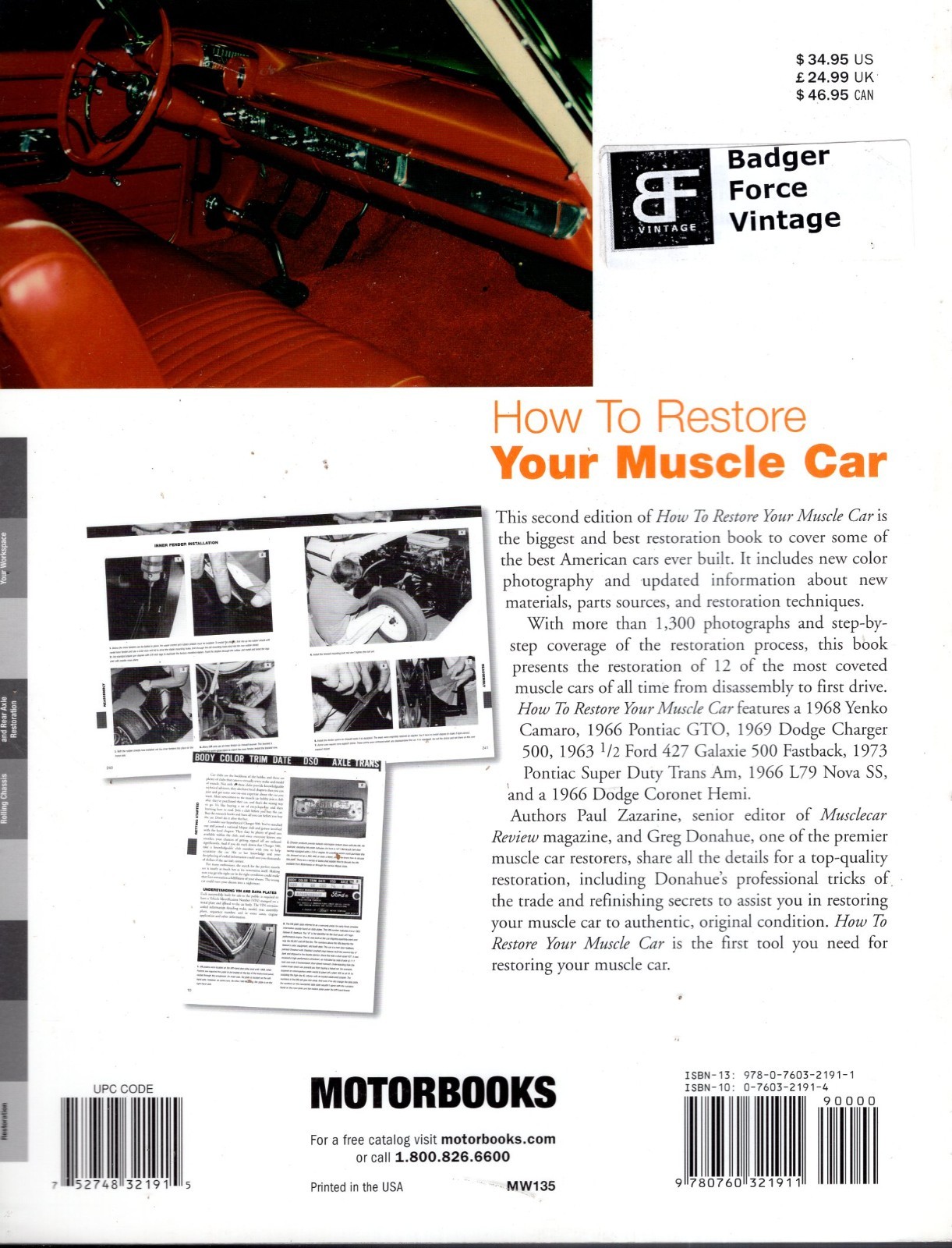 2005 Motorbooks Workshop How to Restore Your Muscle Car New Edition MW135 MN333