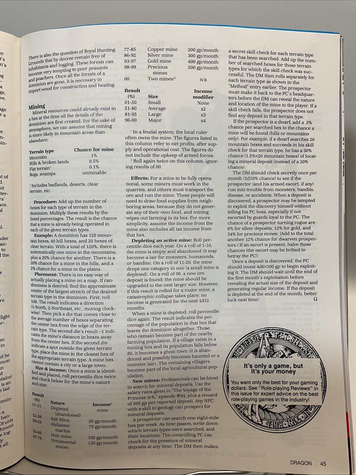 TSR Dragon Magazine #190 « Monsters of the Deep, In Poseidon&rsquo;s Lair »