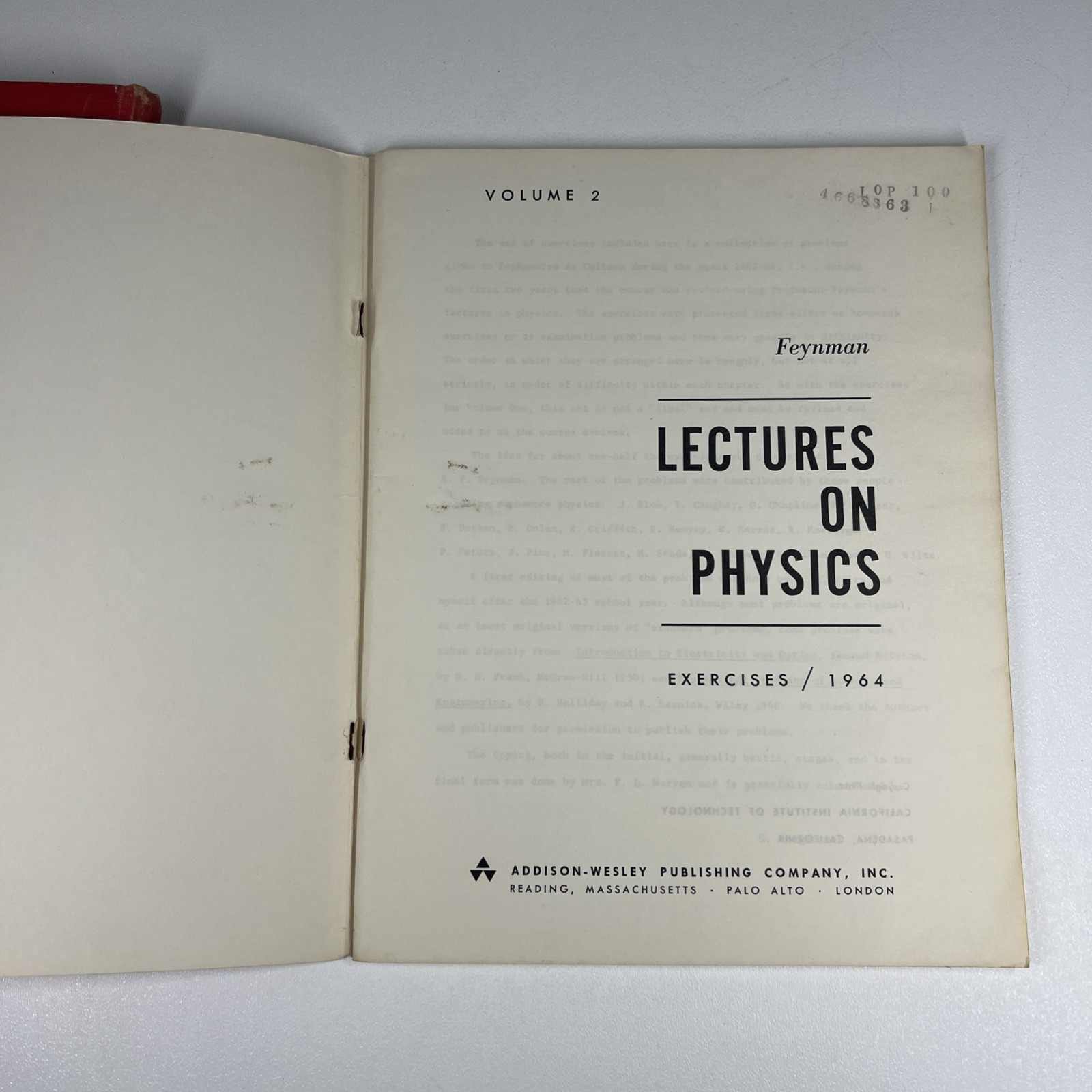 Feynman Lectures on Physics Vol III Quantum Mechanics PLUS Vol 2 Exercises 1960s