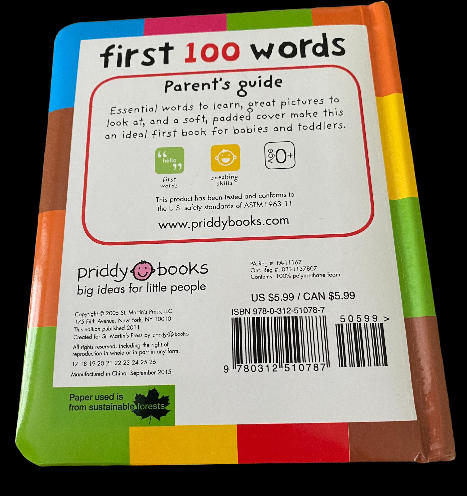 First 100 Ser.: First 100 Words : A Padded Board Book by Roger Priddy (2011,…