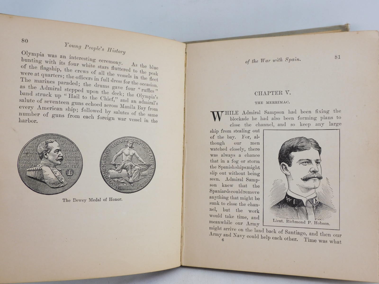 Antique Young People&rsquo;s History Of The Spanish War 1900 Prescott Holmes Illus HC