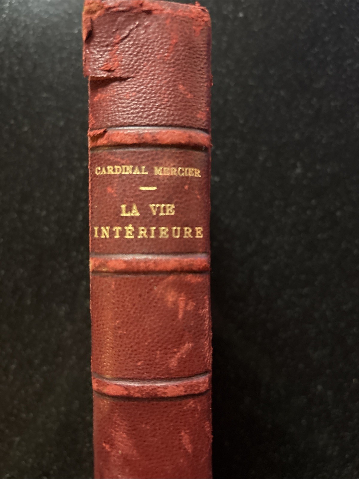 1927 La Vie Intérieure Cardinal Mercier Red Leather Inscription & Tea