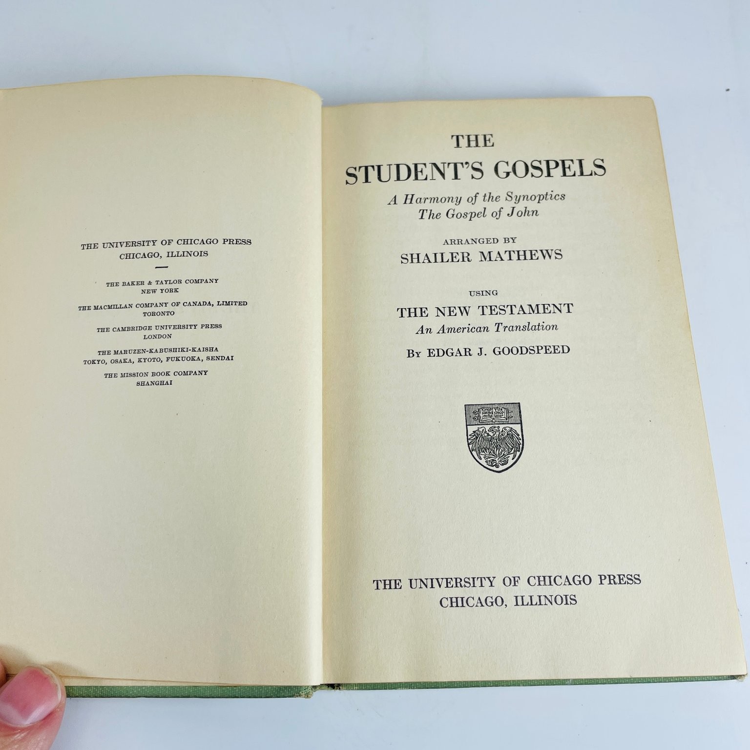 Student&rsquo;s Gospels Mathews Goodspeed 1927 1st Ed Bible Study University Chicago
