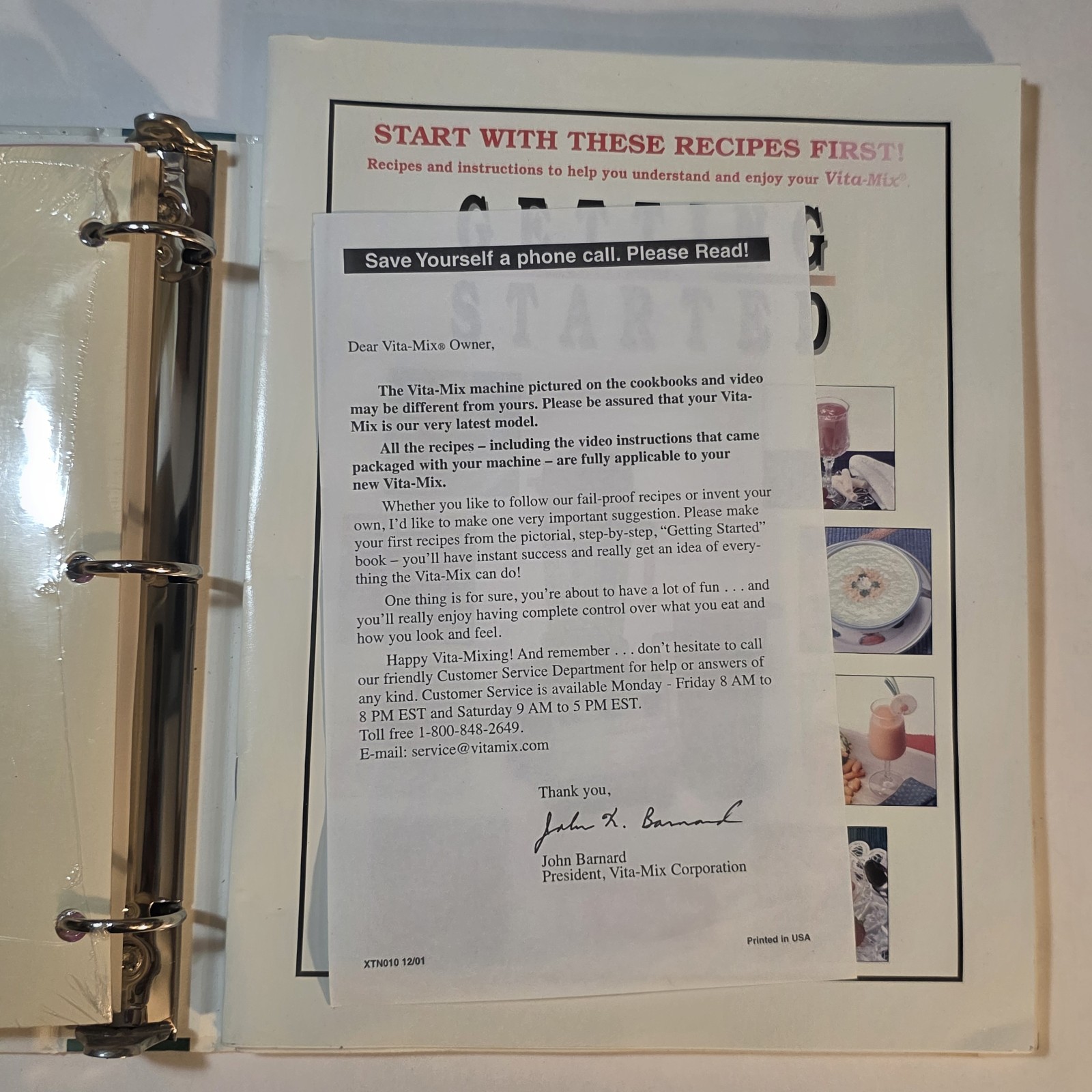 Vita-Mix Whole Food Recipes 3-Ring Binder and Owner&rsquo;s Manual 2000 USA