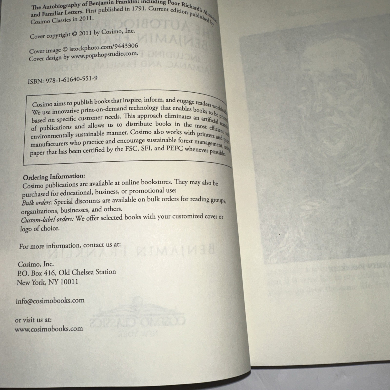 Autobiography of Benjamin Franklin Including Poor Richard&rsquo;s Almanac HCDJ 2011