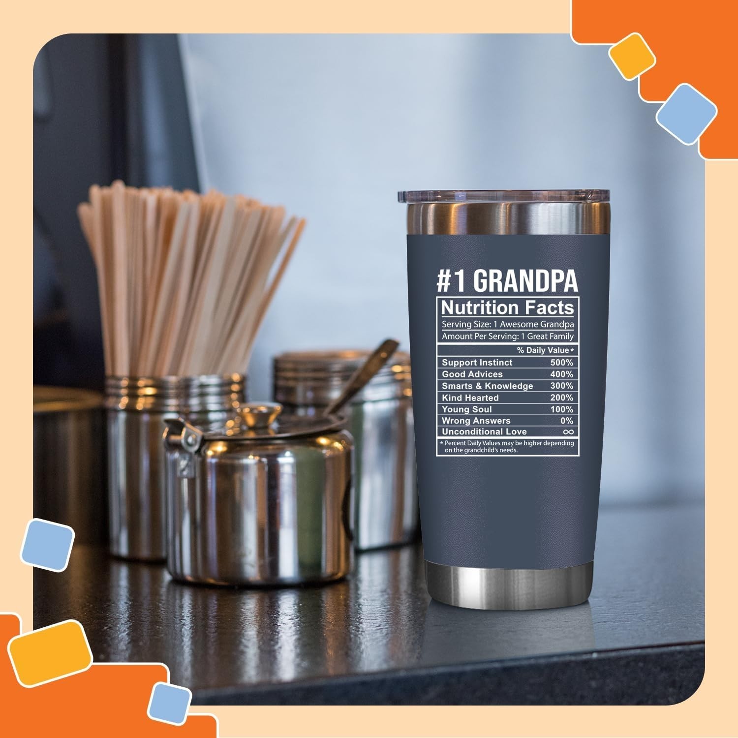 20 Oz BPA-Free Steel Tumbler – Perfect Gift for Grandfather&rsquo;s Birthday & More