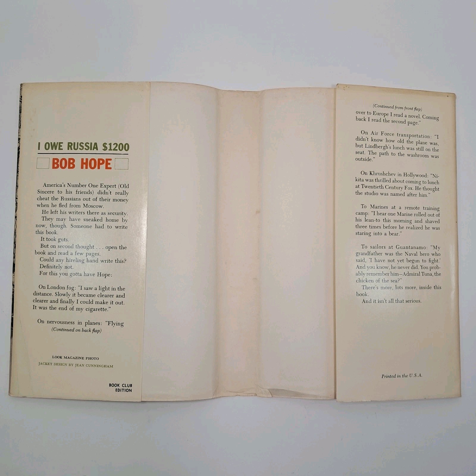 1963 BOB HOPE I Owe Russia $1200 1st Edition Hardcover Book W/ Dust Jacket Vtg