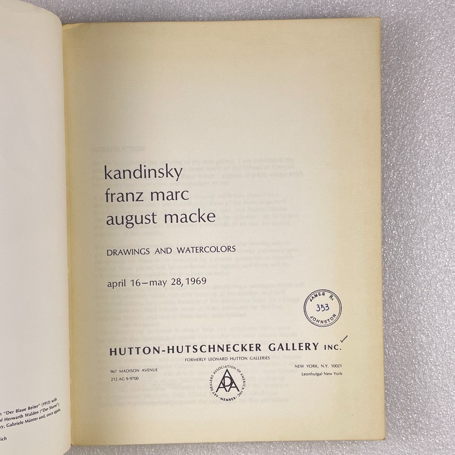 Kandinsky, Franz Marc, August Macke by Hutton Gallery – Drawings – PB 1969