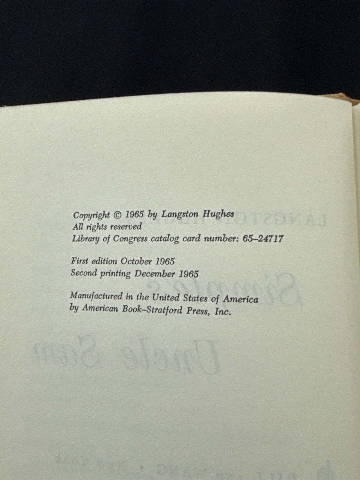 1965 – Langston Hughes – Simple&rsquo;s Uncle Sam – Hill and Wang – hardcover