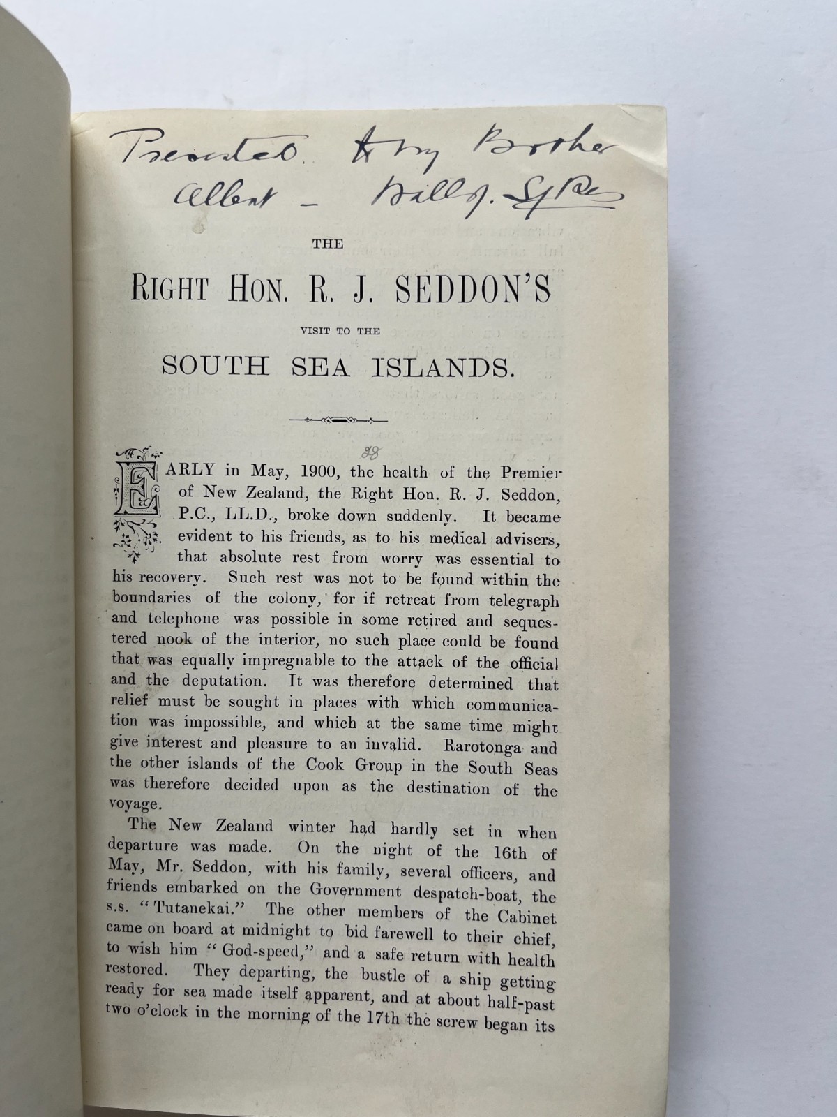 1900 Right Hon. R. J. Seddon’s Visit to Tonga, Fiji, the Savage & Cook islands
