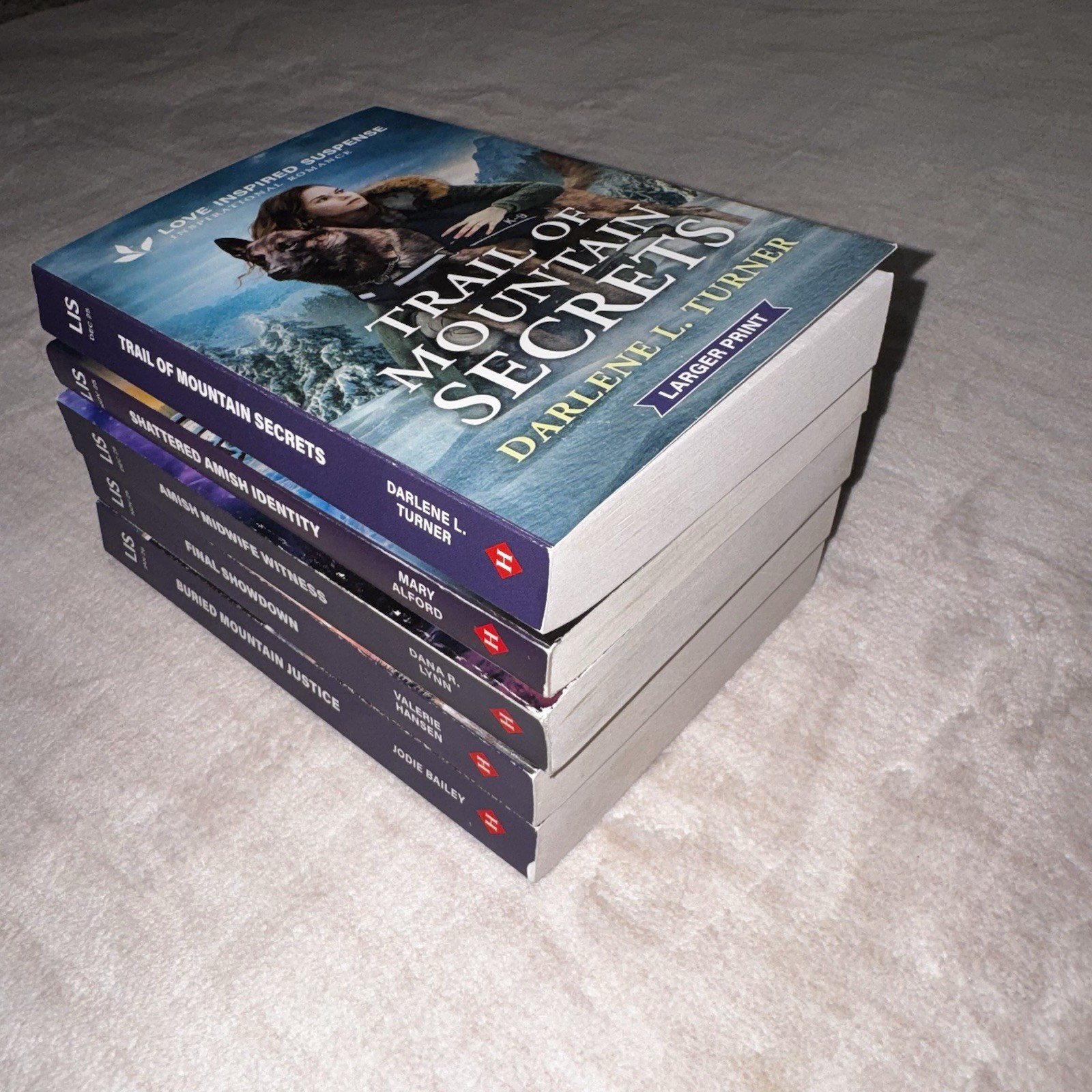 5 Love Inspired Suspense Paperback Book Amish K-9 Mystery Romance Larger Print