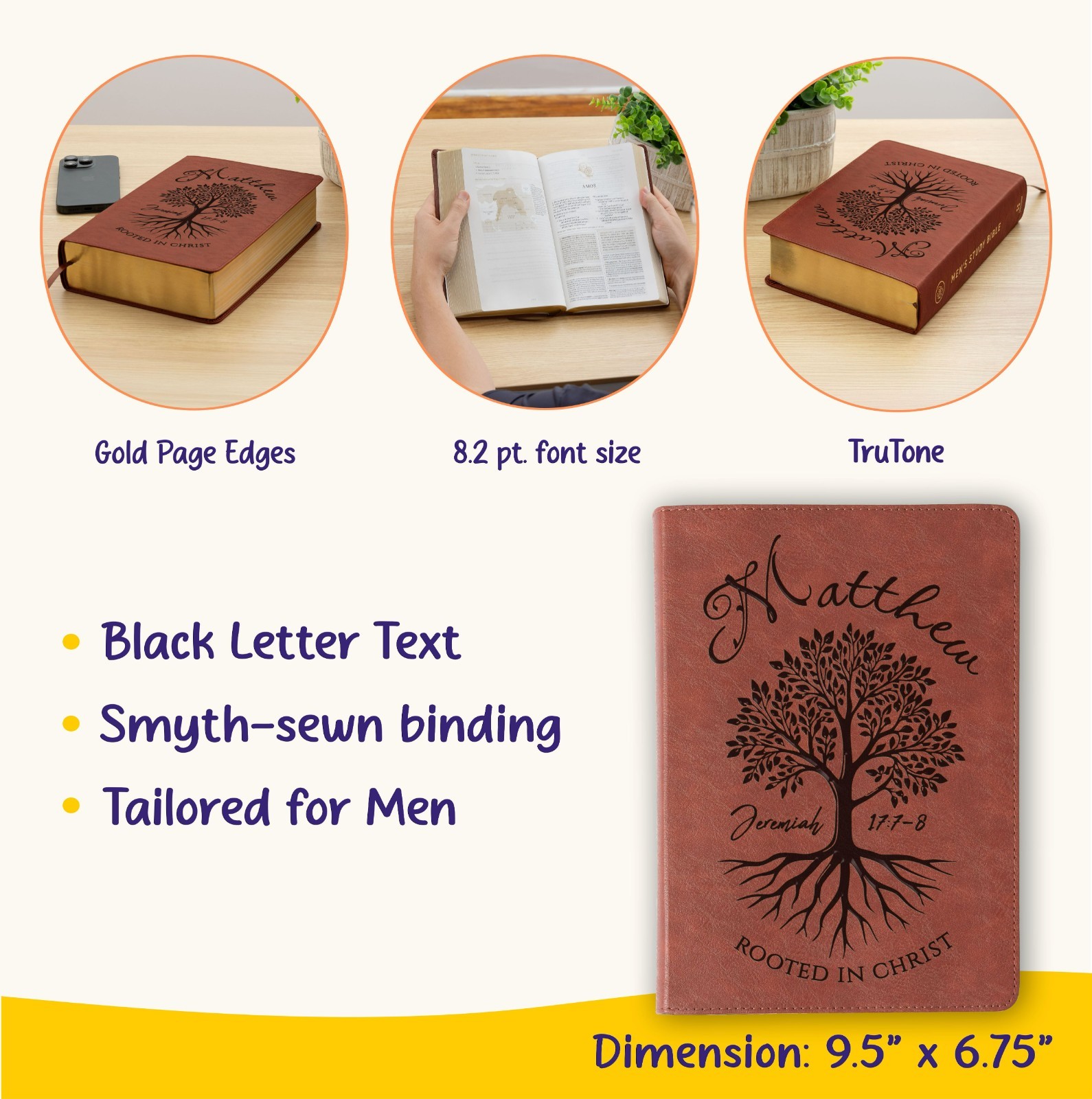 Personalized ESV Men&rsquo;s Study Bible, Rooted in Christ Tree Design, Name Engraved
