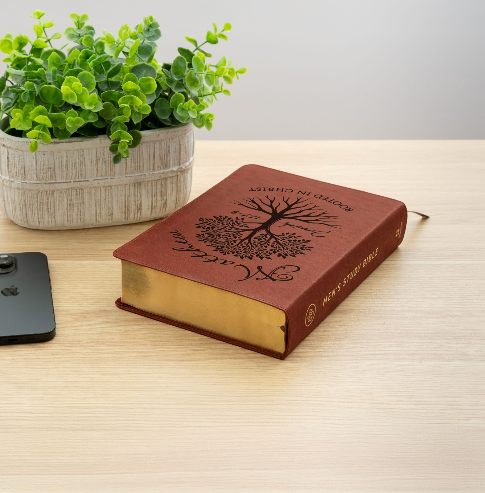 Personalized ESV Men&rsquo;s Study Bible, Rooted in Christ Tree Design, Name Engraved