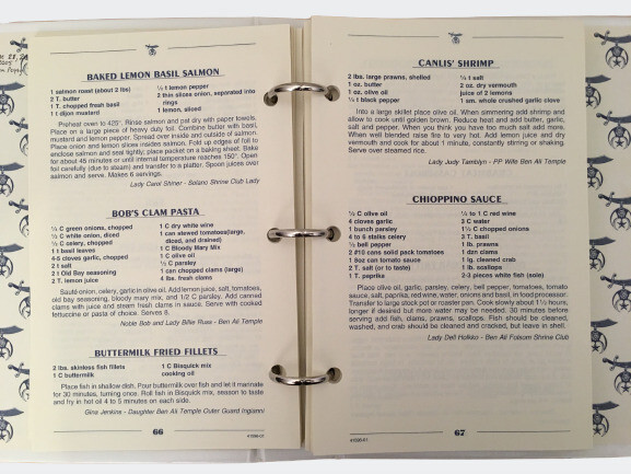 Ben Ali Shrine Recipe Cookbook 254+ Pages Sacamento, California Vintage 2001