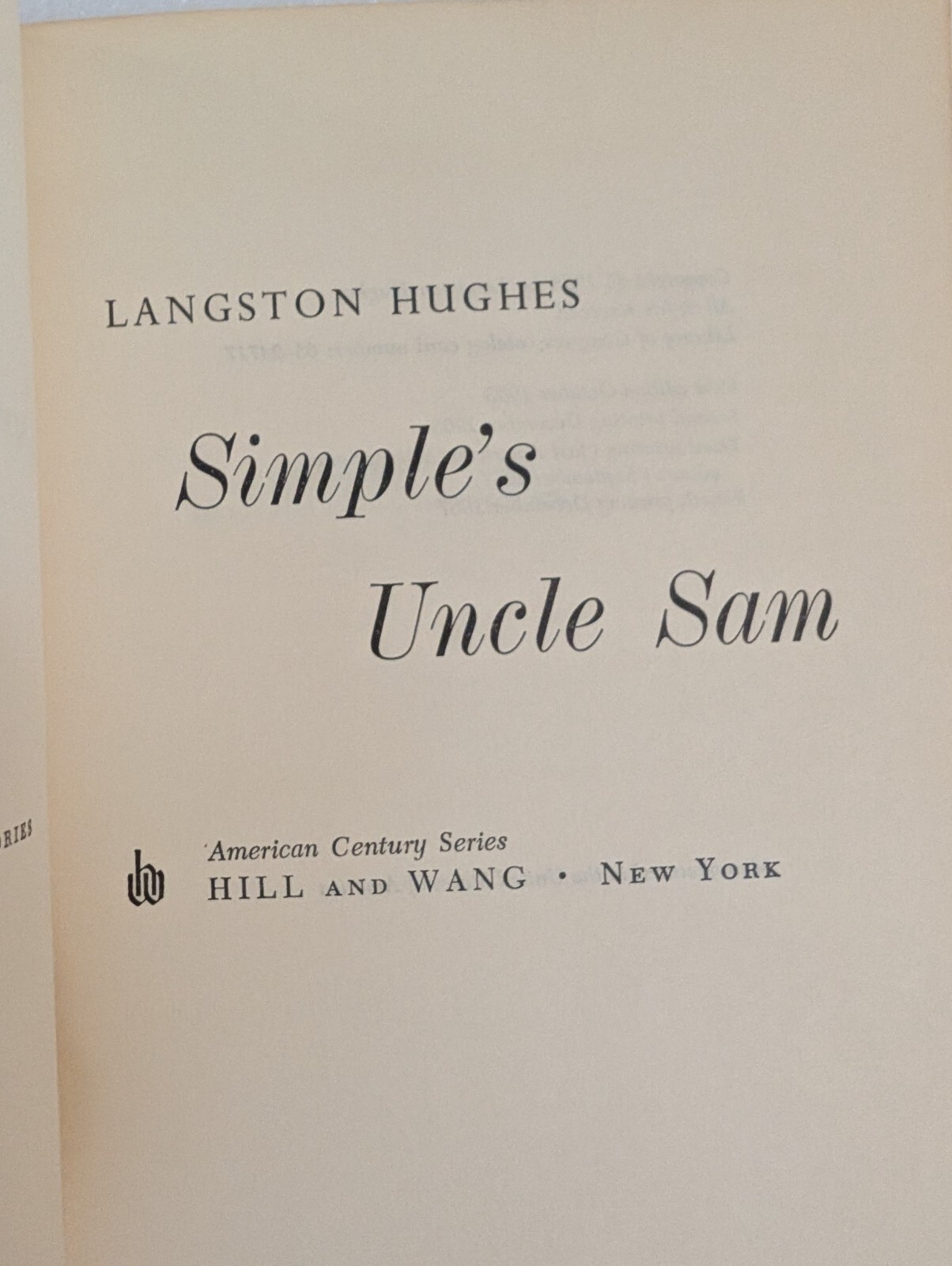 Simple&rsquo;s Uncle Sam by Langston Hughes (1967 4th Printing Paperback)