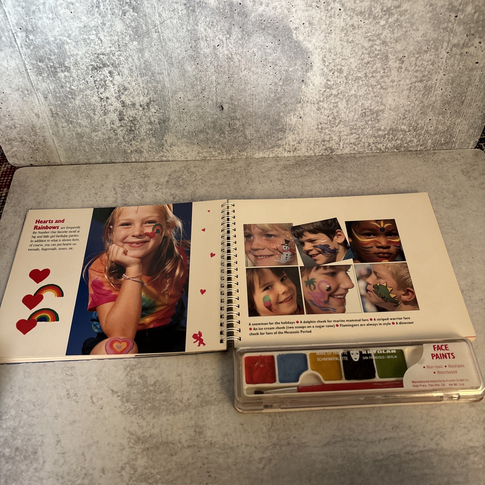 Vintage 1990 Face Painting kids craft book spiral found Klutz Editors