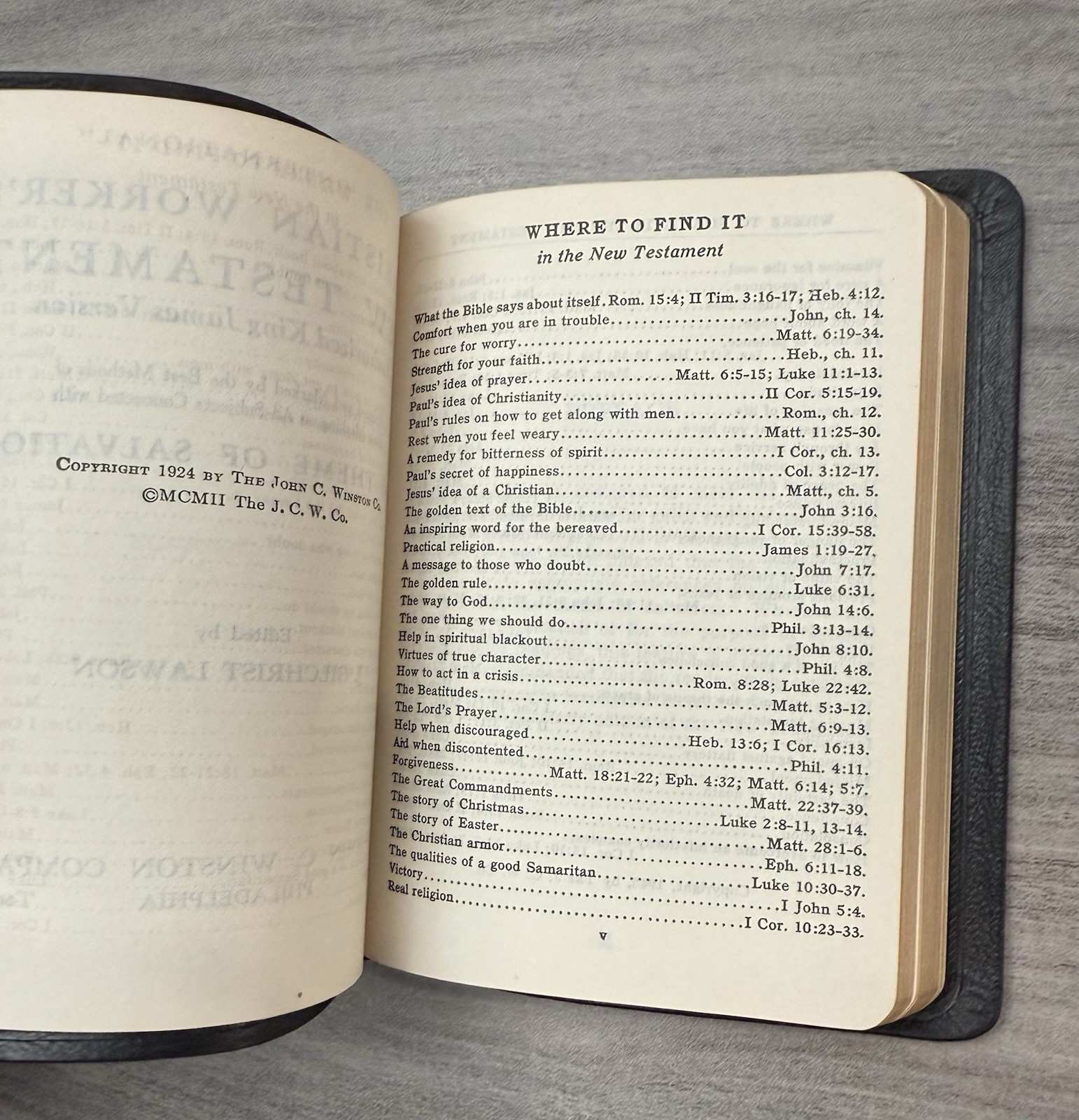 Christian Worker’s 1924 New Testament GENUINE LEATHER Pocket Bible (1945)