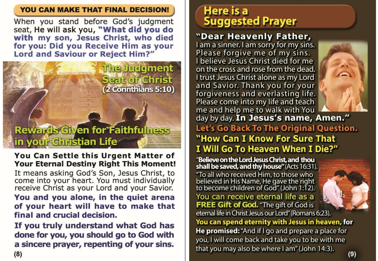 GOSPEL, BIBLE TRACTS: The Rapture, Pack of 32 units in 2 Covers, 16 Pages Each