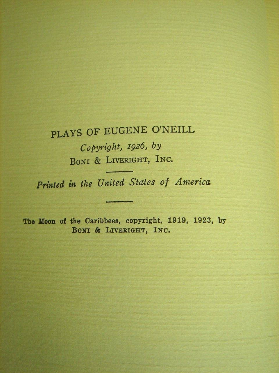 Eugene O&rsquo;Neill 1926 A Collection of Nine O&rsquo;Neill Plays 383 Pages Good Condition