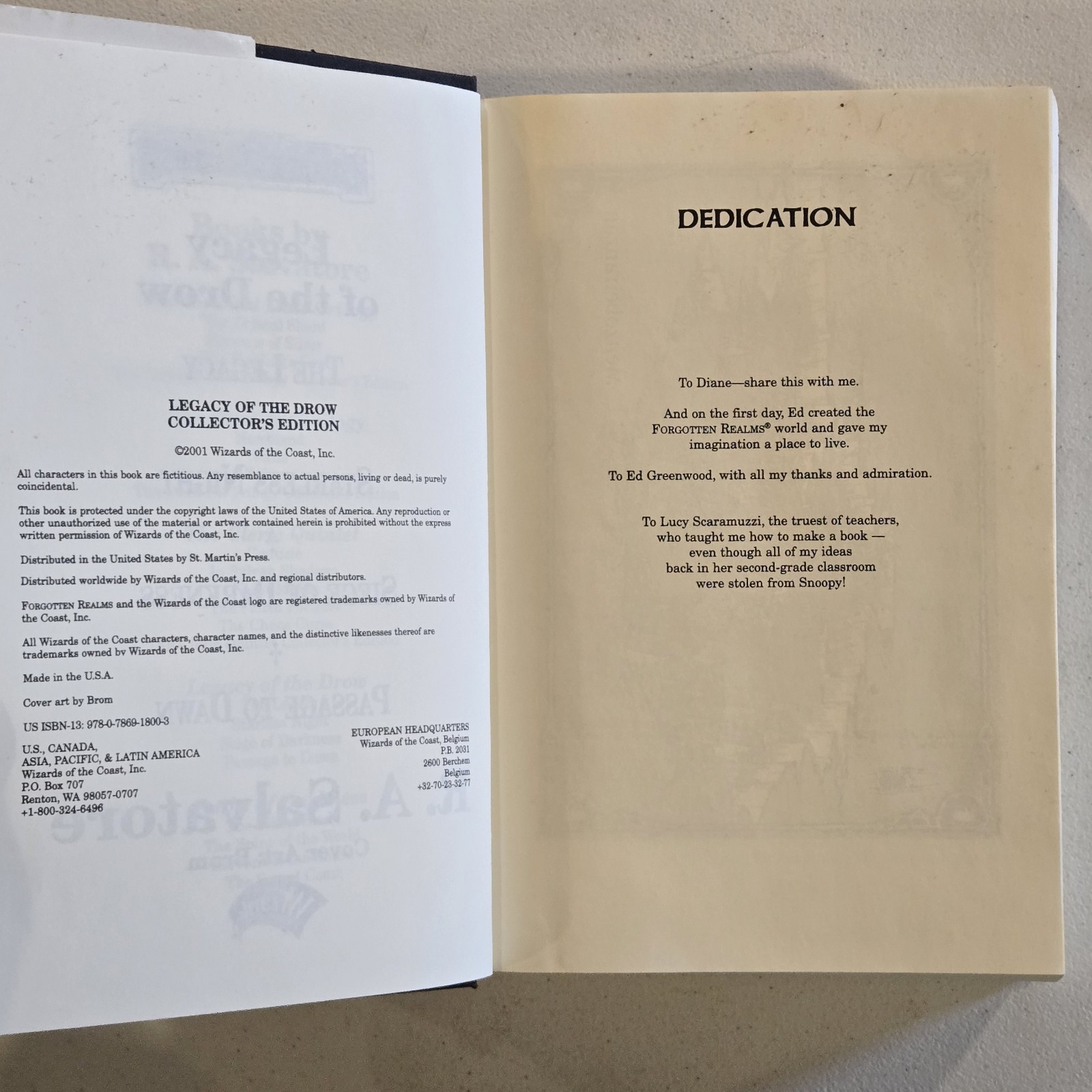 Legacy Of The Drow – R.A. Salvatore HARDCOVER BOOK 2001 COLLECTOR&rsquo;S EDITION OOP