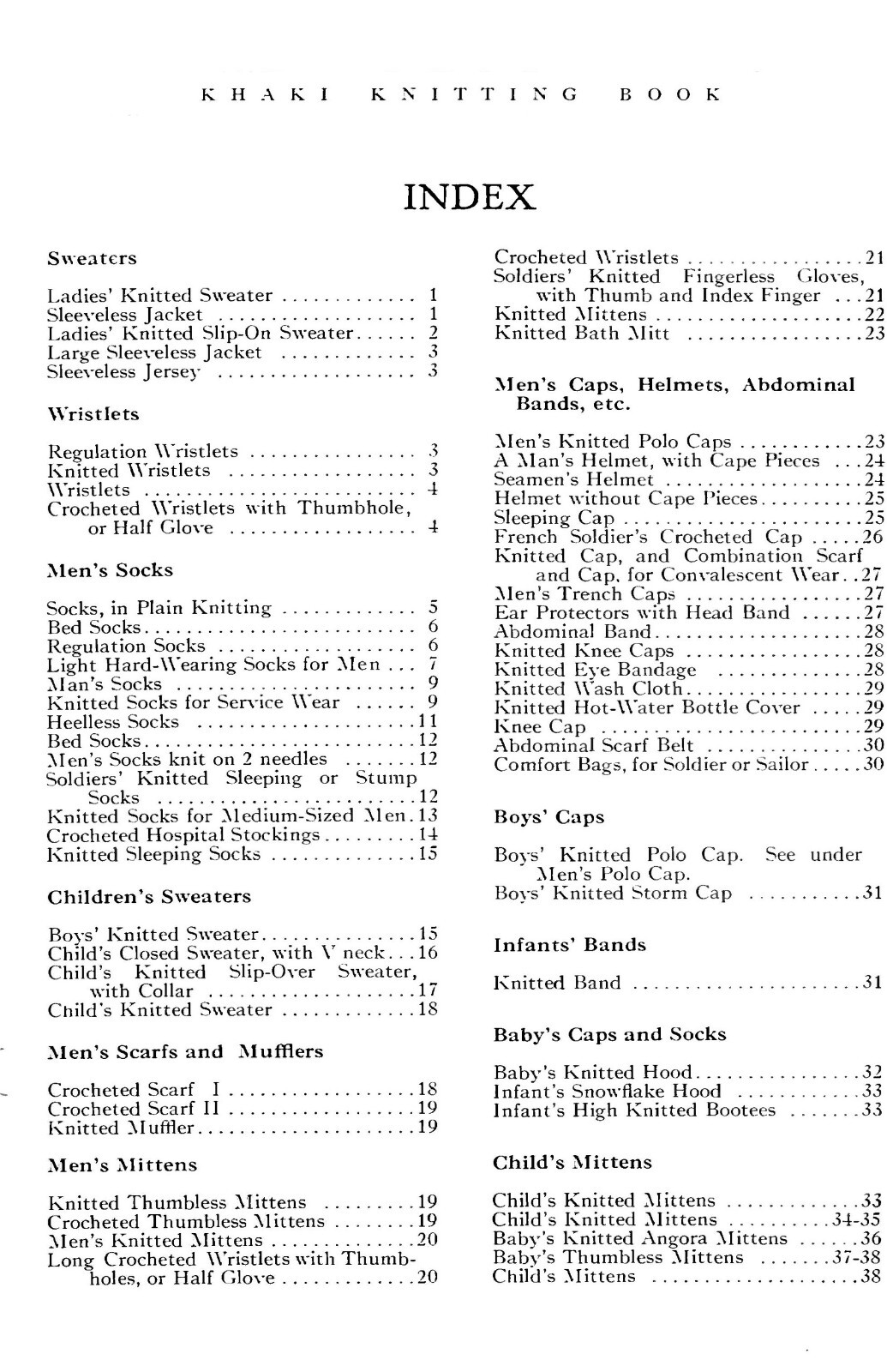 1917Khaki Knitting Book 53 Pages