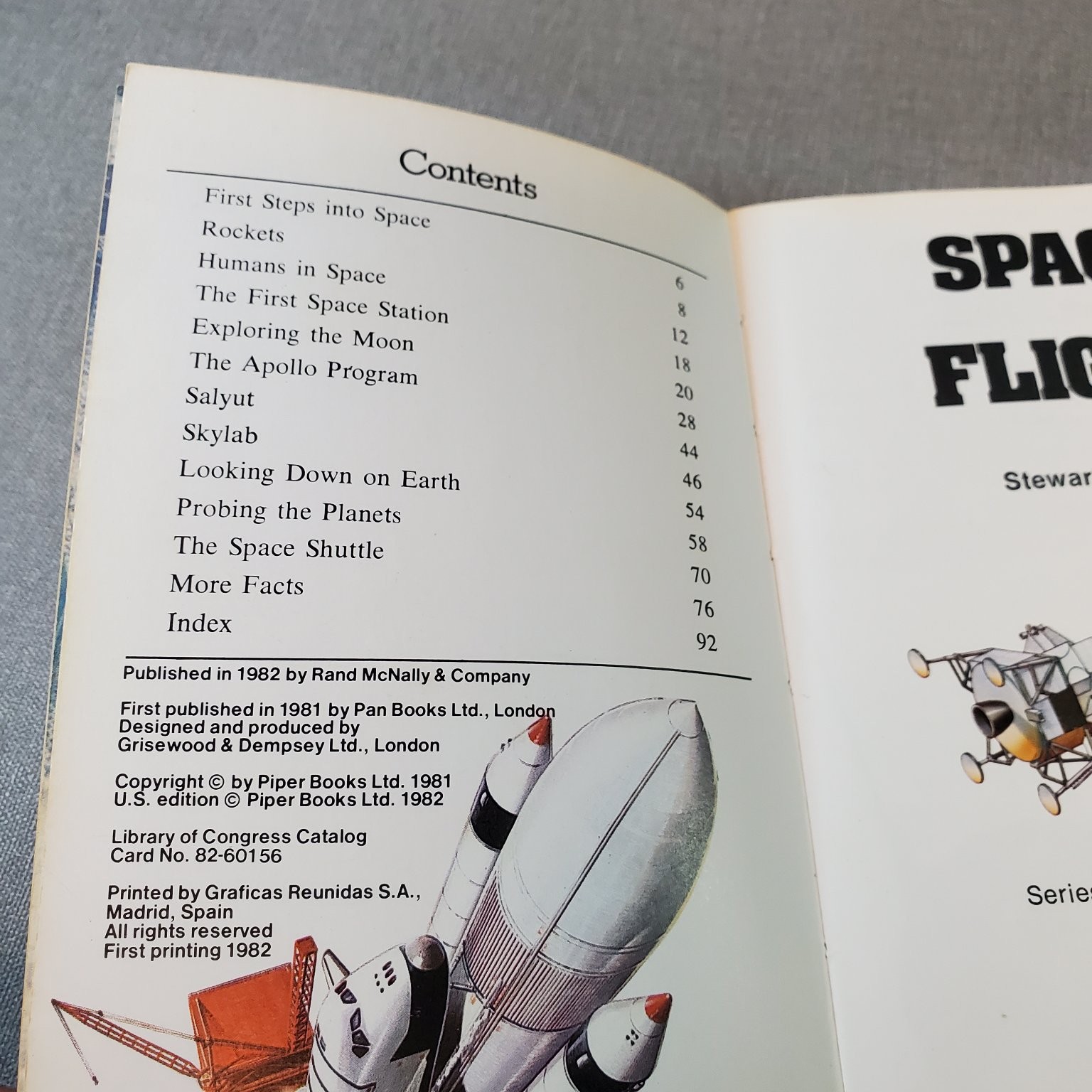 Space Flight Stewart Cowley 1982 Rand McNally Factbooks Illustrated Kids Book
