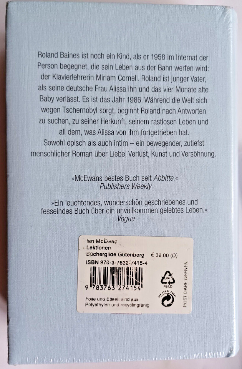 Ian McEwan « Lektionen » Buch, Gebundene Ausgabe