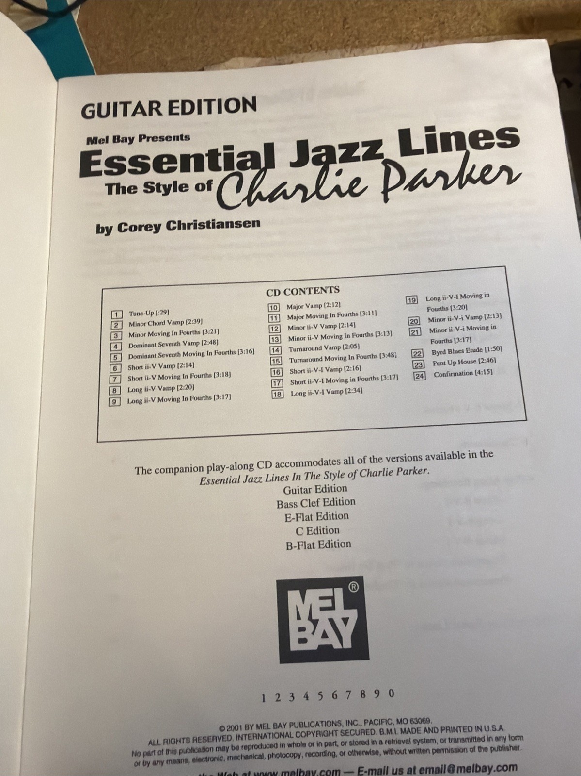 Essential Jazz Lines: In the Style of Charlie Parker – Guitar Edition W/CD Good