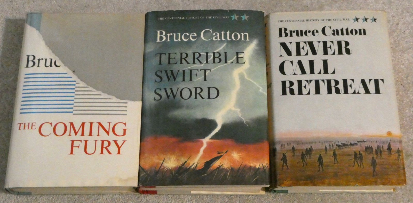 Centennial History Civil War 3 HC DJ Book Set Lot Bruce Catton 1st Ed Fury Sword