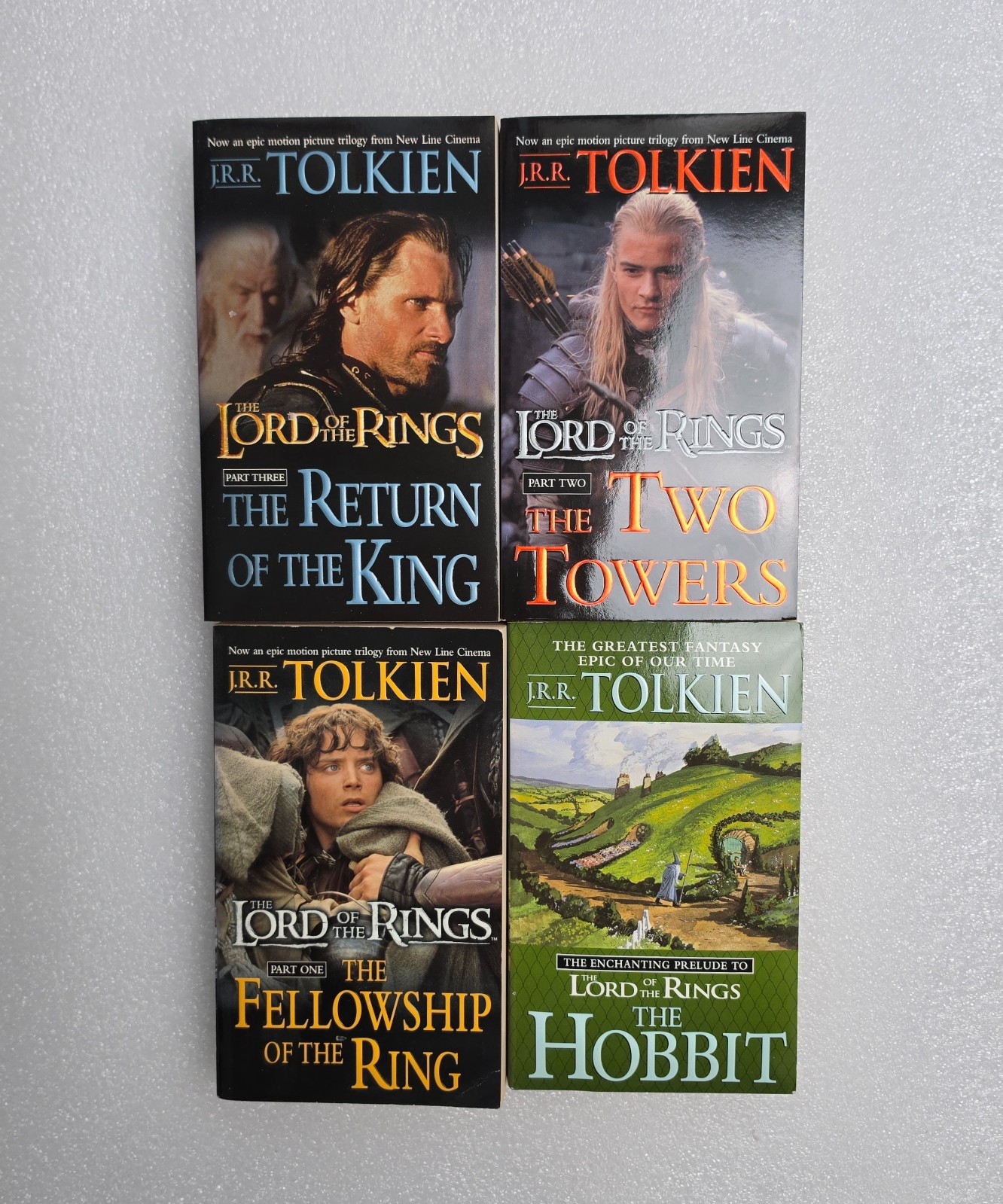 J.R.R. Tolkien Hobbit & Lord of the Rings 4 Book Box Set Del Rey Paperback LOTR