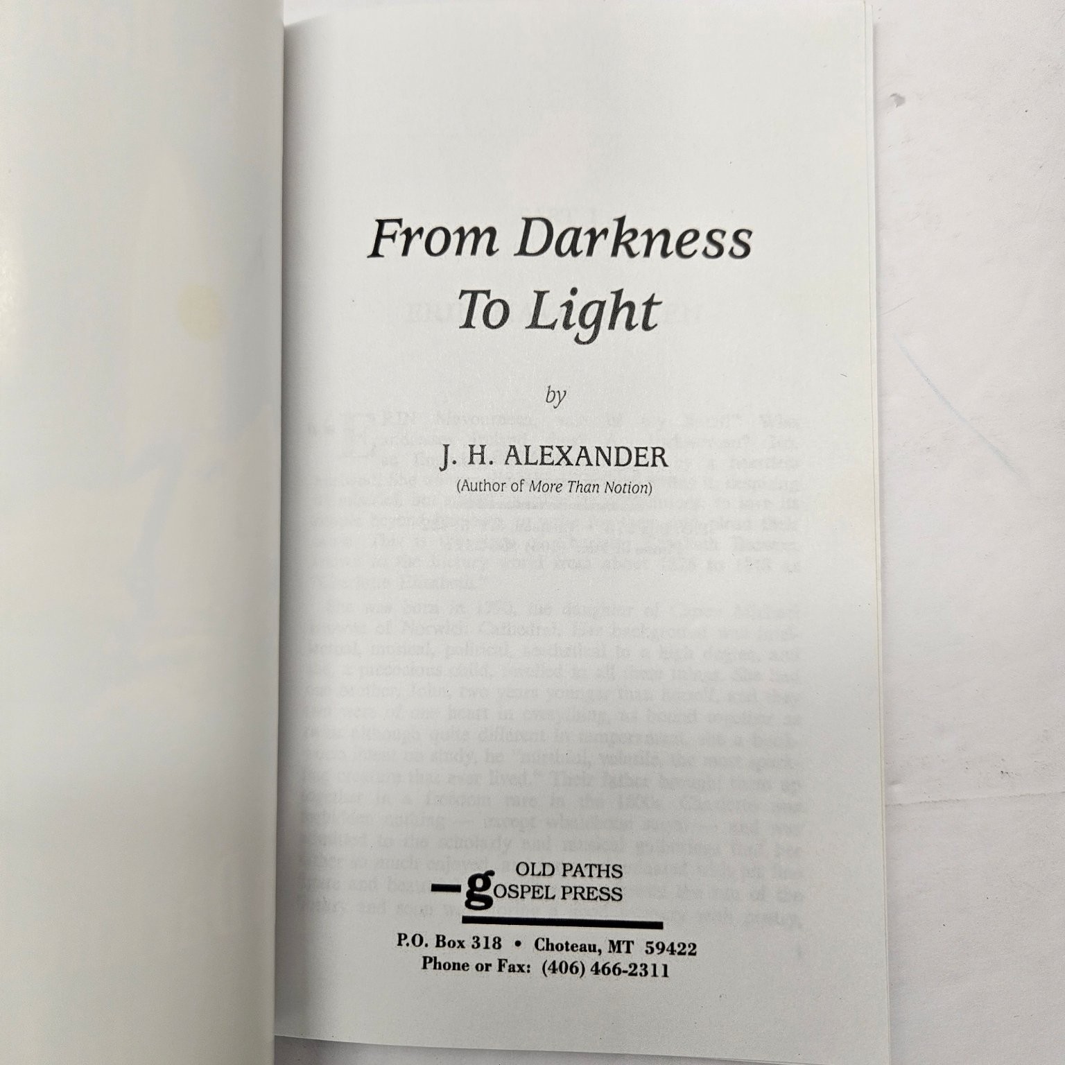 Old Paths Gospel from Darkness to Light Children&rsquo;s Heritage Christian Alexander