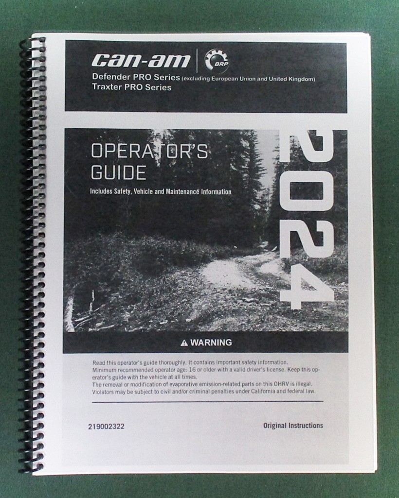 2024 Can-Am Defender PRO DPS HD10 Owner&rsquo;s Manual: 244 Pages & Protective Covers