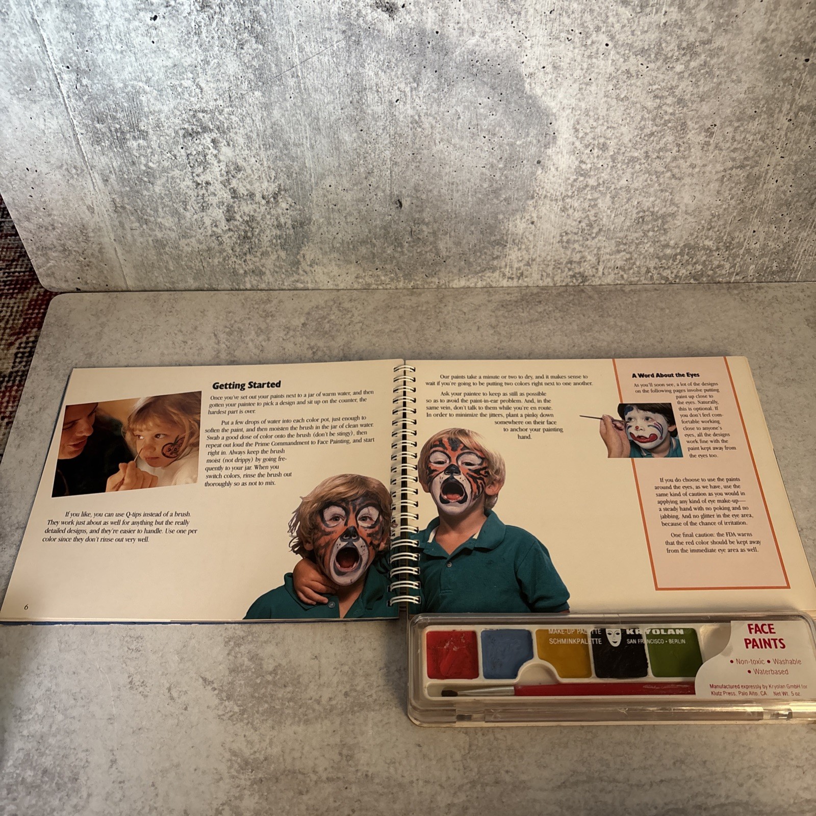 Vintage 1990 Face Painting kids craft book spiral found Klutz Editors