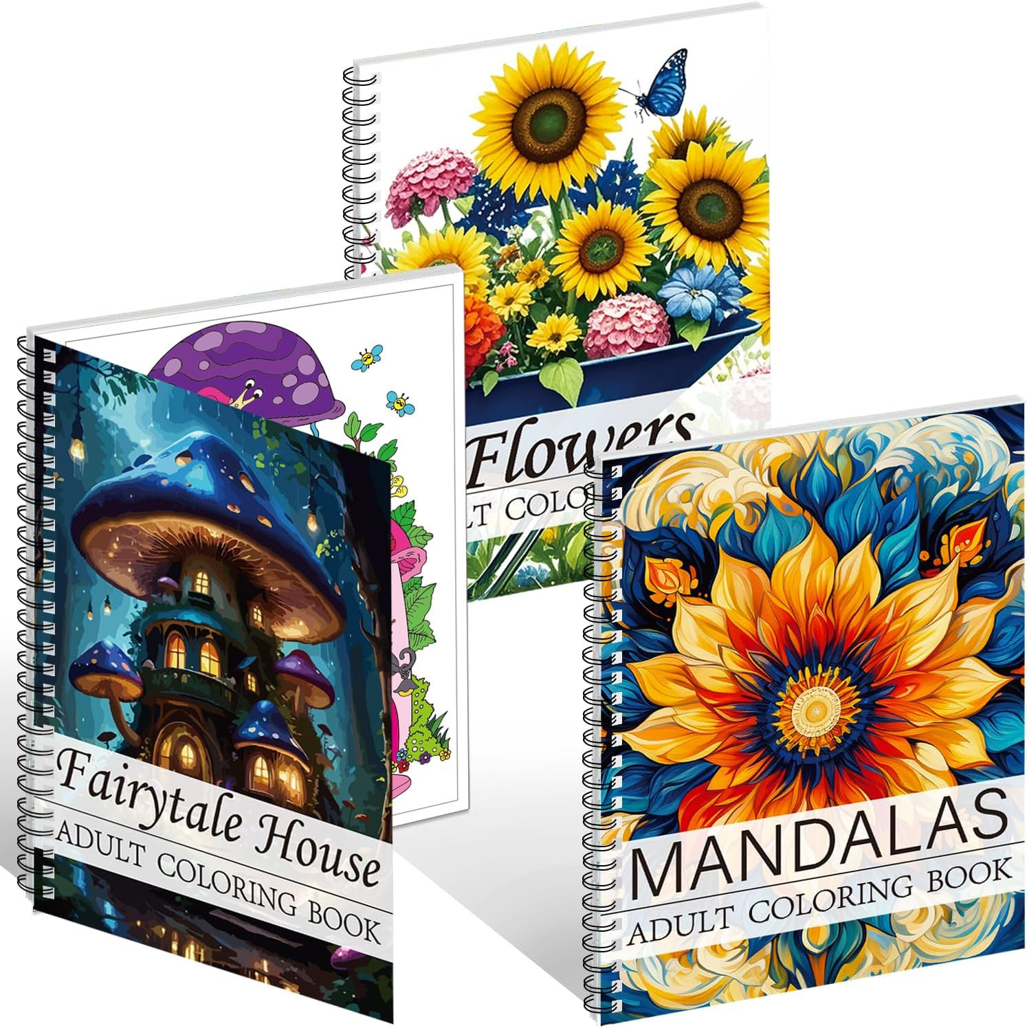 Adult Coloring Set of 3 Coloring Books for Adults Relaxation Include Mandalas,F