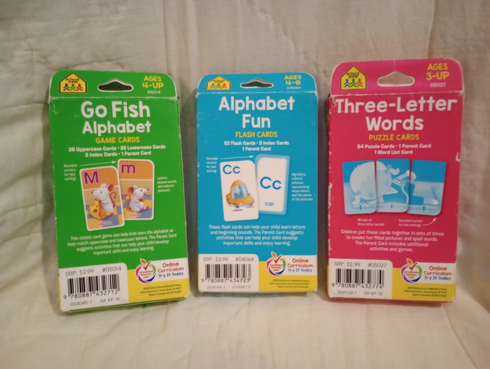 Educational Flashcard Set of 3 by School Zone Publishing Company Staff…