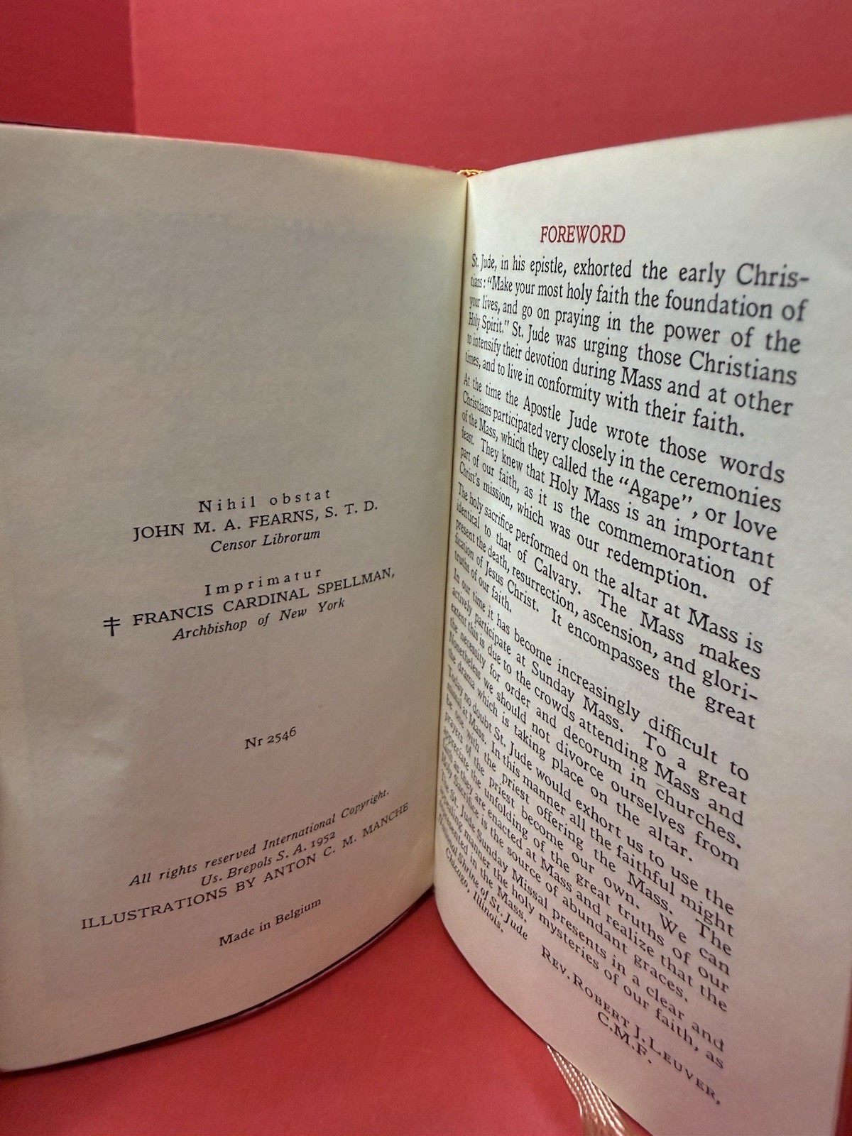 Catholic St Jude Sunday Missal Latin/English 1952 Prayerbook Nr2546 5.5&Prime; x 3.75&Prime;