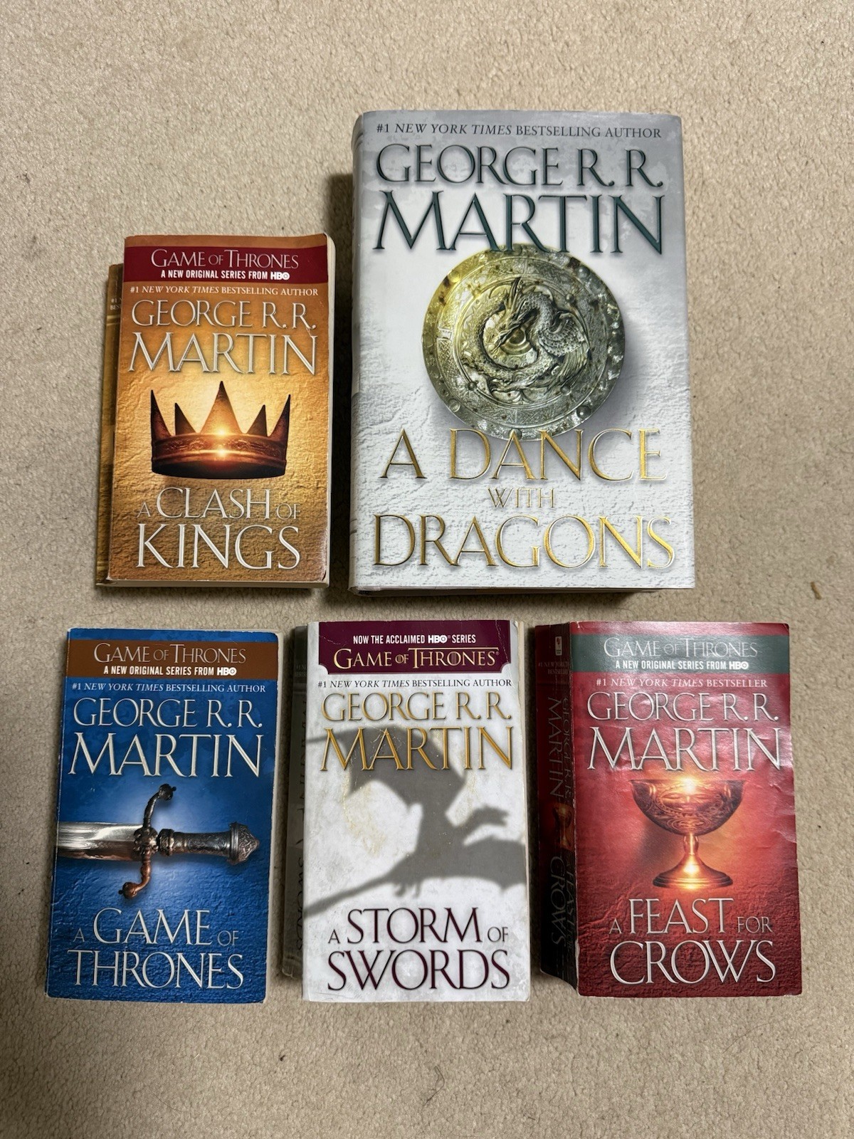 Game of Thrones Books Lot Set (1-5) Complete Series ~ George R.R. Martin