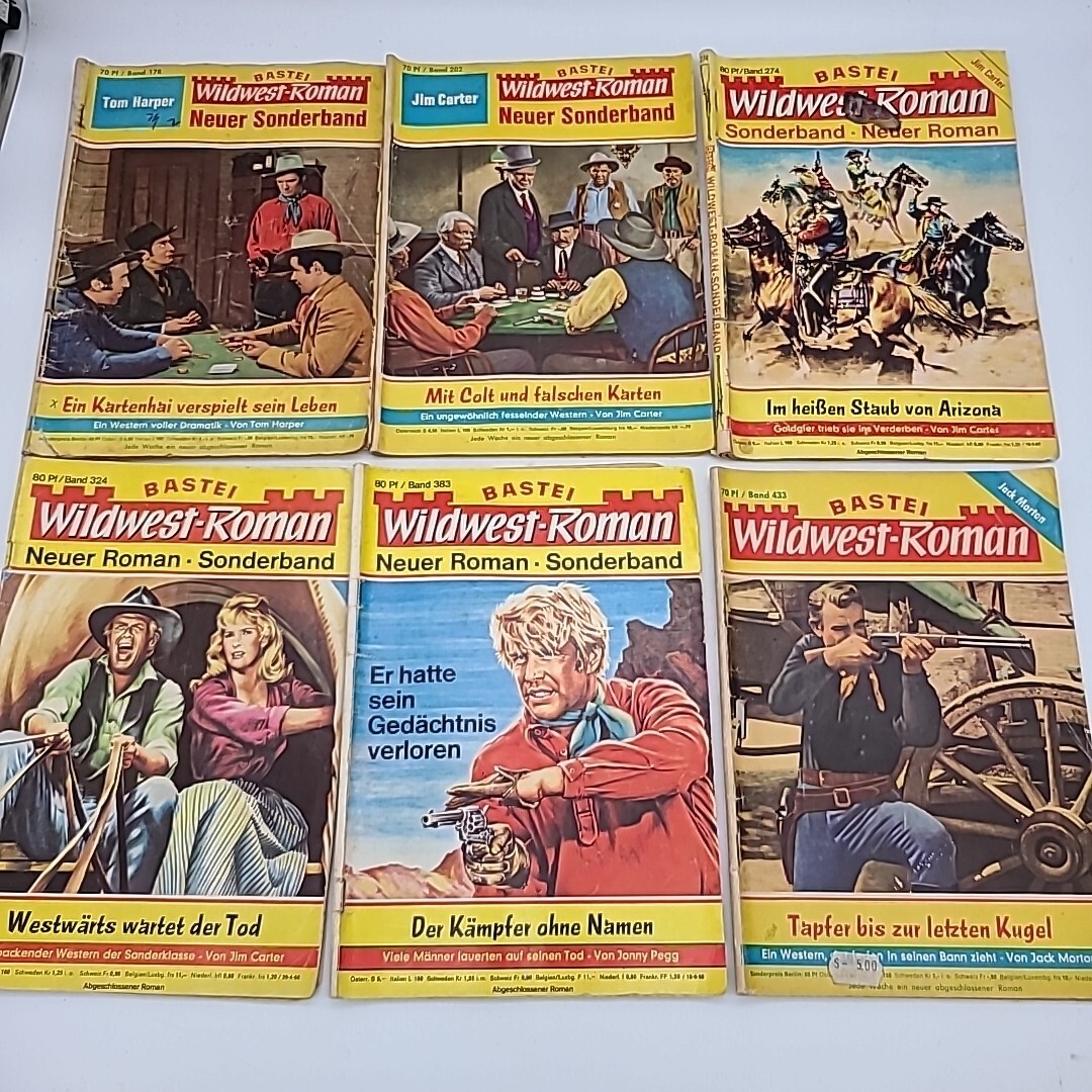 19 BASTEI Wildwest-Roman Western Pulp Fiction German Booklets Books 1960-70&rsquo;s