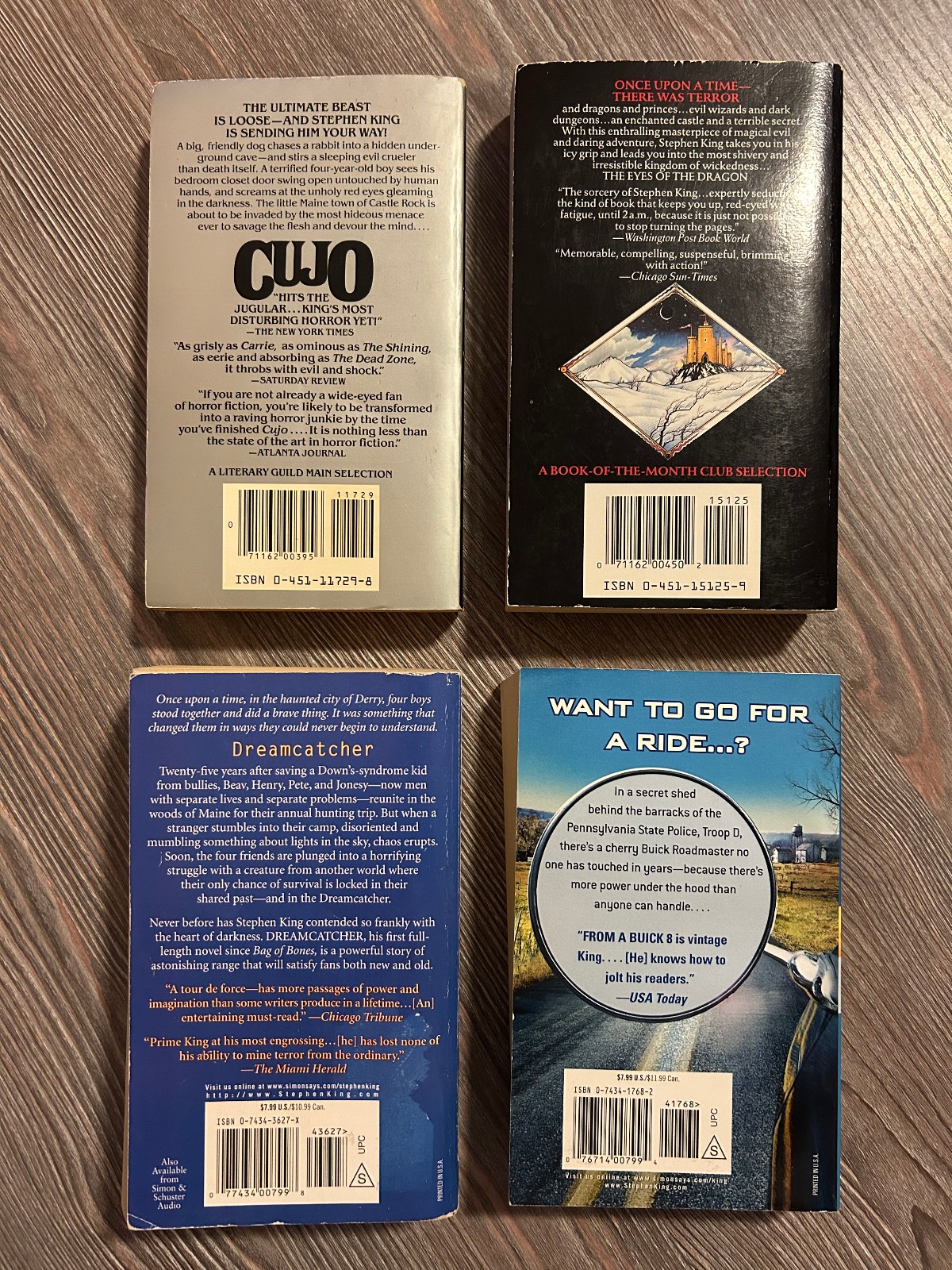 Cujo, Eyes of the Dragon, Dreamcatcher, Buick 8 – 1st Print PBs – Stephen King