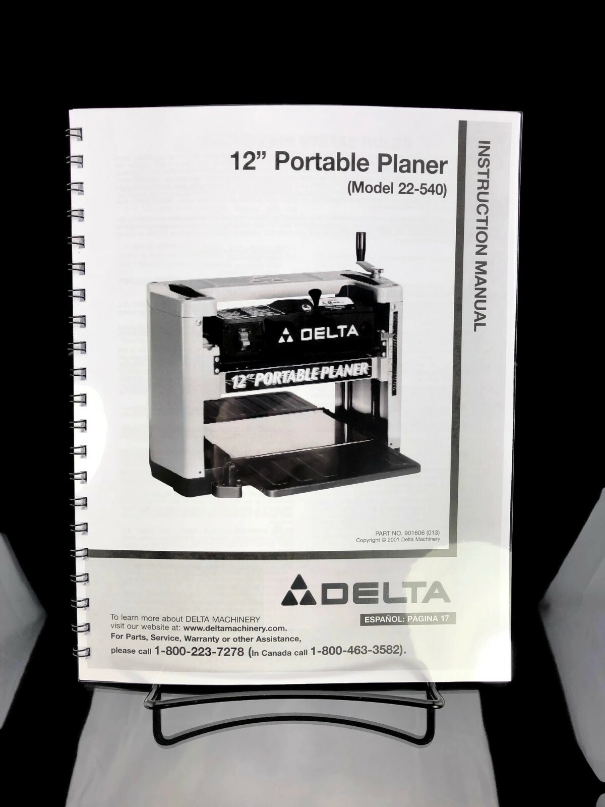 Delta 12&Prime; Portable Planer 22-540 Instruction Manual SPIRAL BOUND