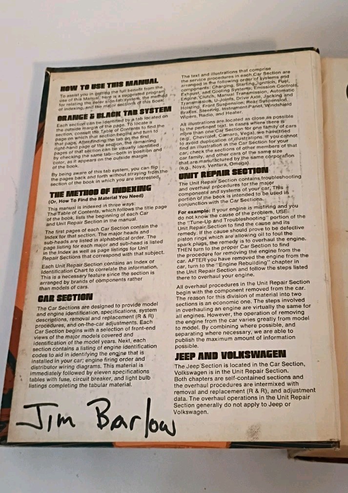 Chilton&rsquo;s Auto Repair Manual Book; American Cars from 1966 to 1973