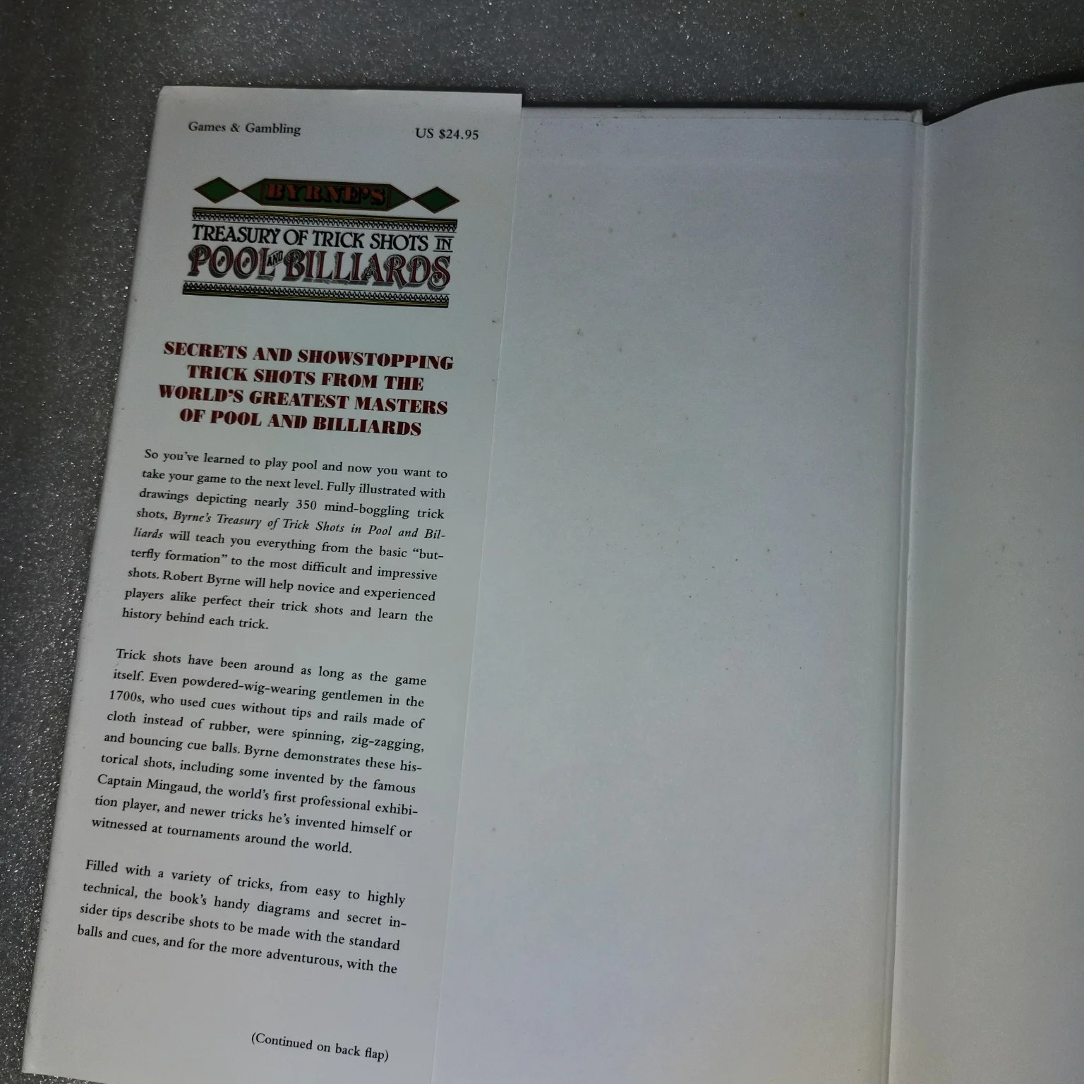 Byrne&rsquo;s Treasury of Trick Shots Pool & Billiards Robert Byrne 2012 Skyhorse HC
