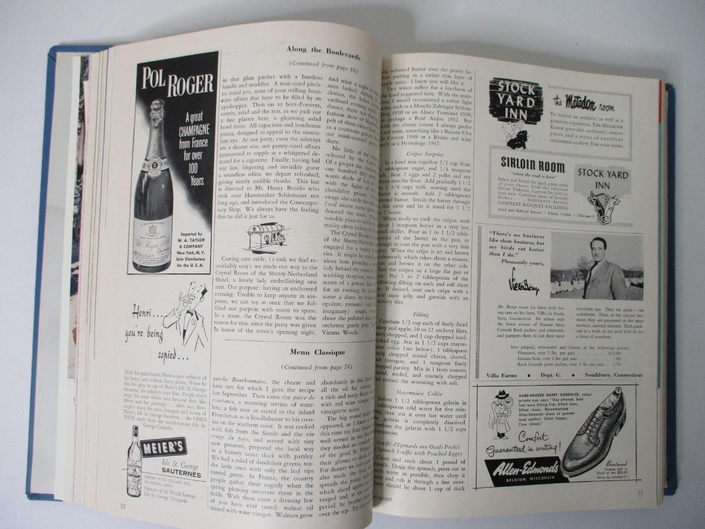 GOURMET, The Magazine of Good Living; Vol. 14 – 1954 – 12 Issues in a Hardcover