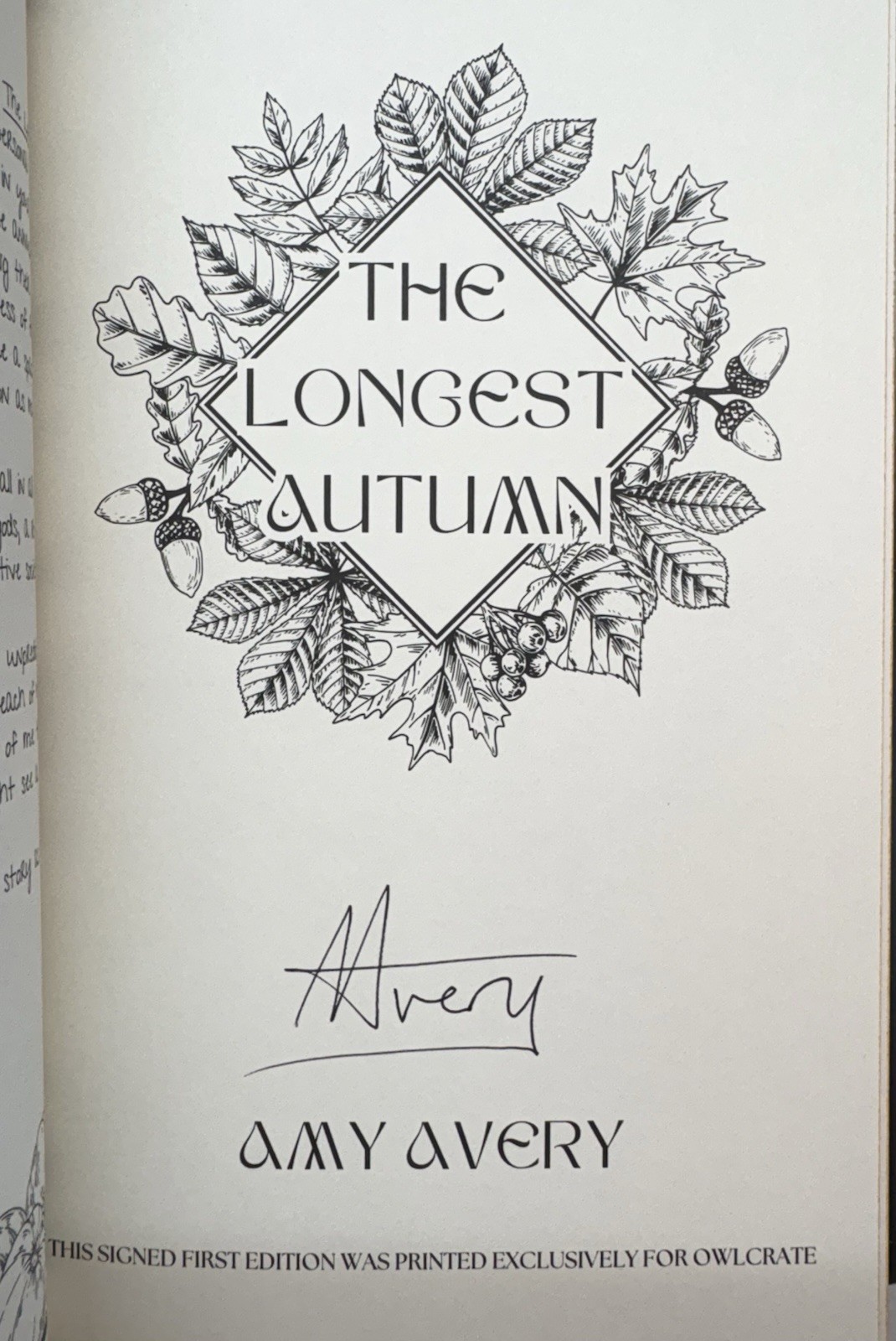 Owlcrate The Longest Autumn By Amy Avery Signed Exclusive Sold Out Sprayed Edges