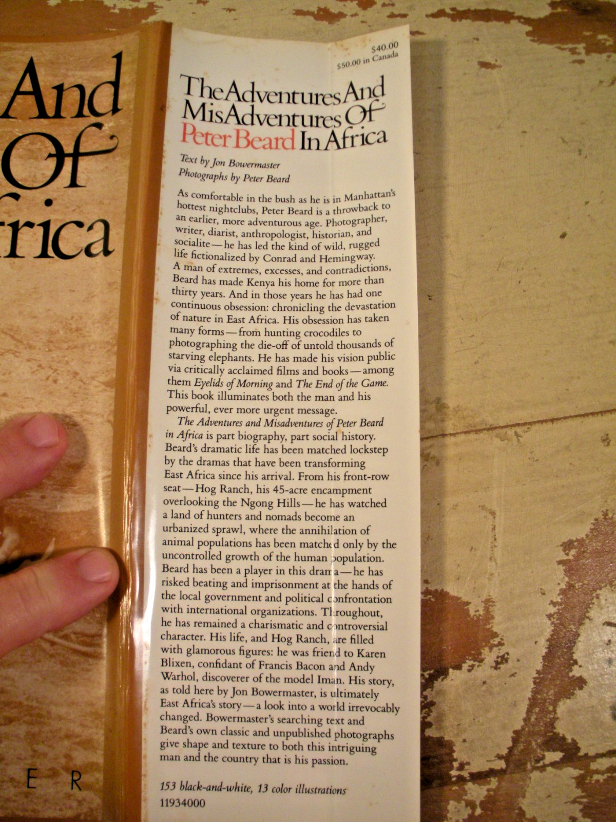THE ADVENTURES AND MISADVENTURES OF PETER BEARD IN AFRICA 1993 HC/DJ 1st