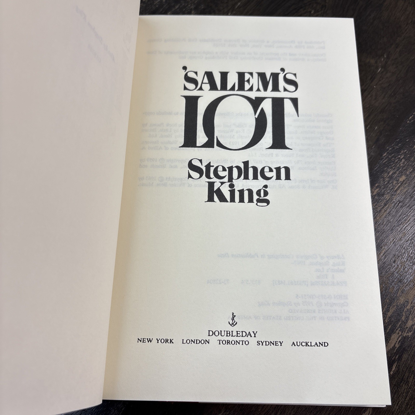 Salem&rsquo;s Lot by Stephen King (1975, Hardcover)