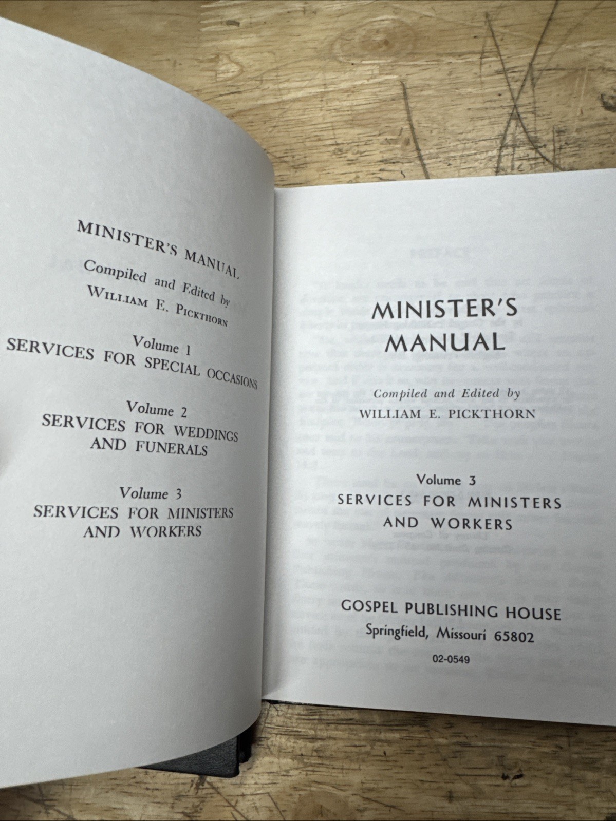 Ministers Manual Set 2 Volumes 1 & 3 William Pickthorn Gospel Publishing House