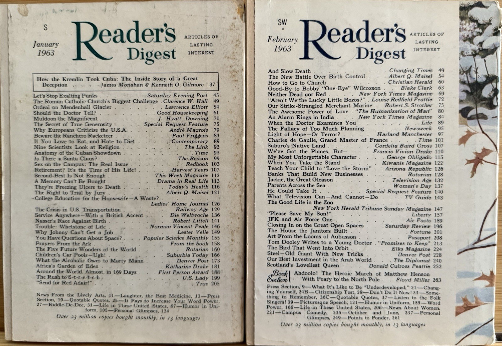 1963 January February READER&rsquo;S DIGEST MAGAZINE Vintage Ageless Fun Short Stories