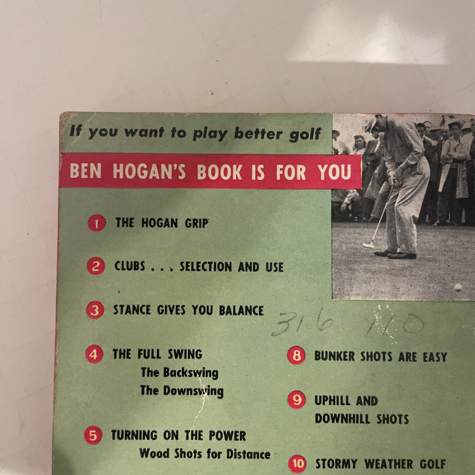 Ben Hogan&rsquo;s Power Golf Pocket Book 120 Self-Teaching Drawings – 6th Print 1957
