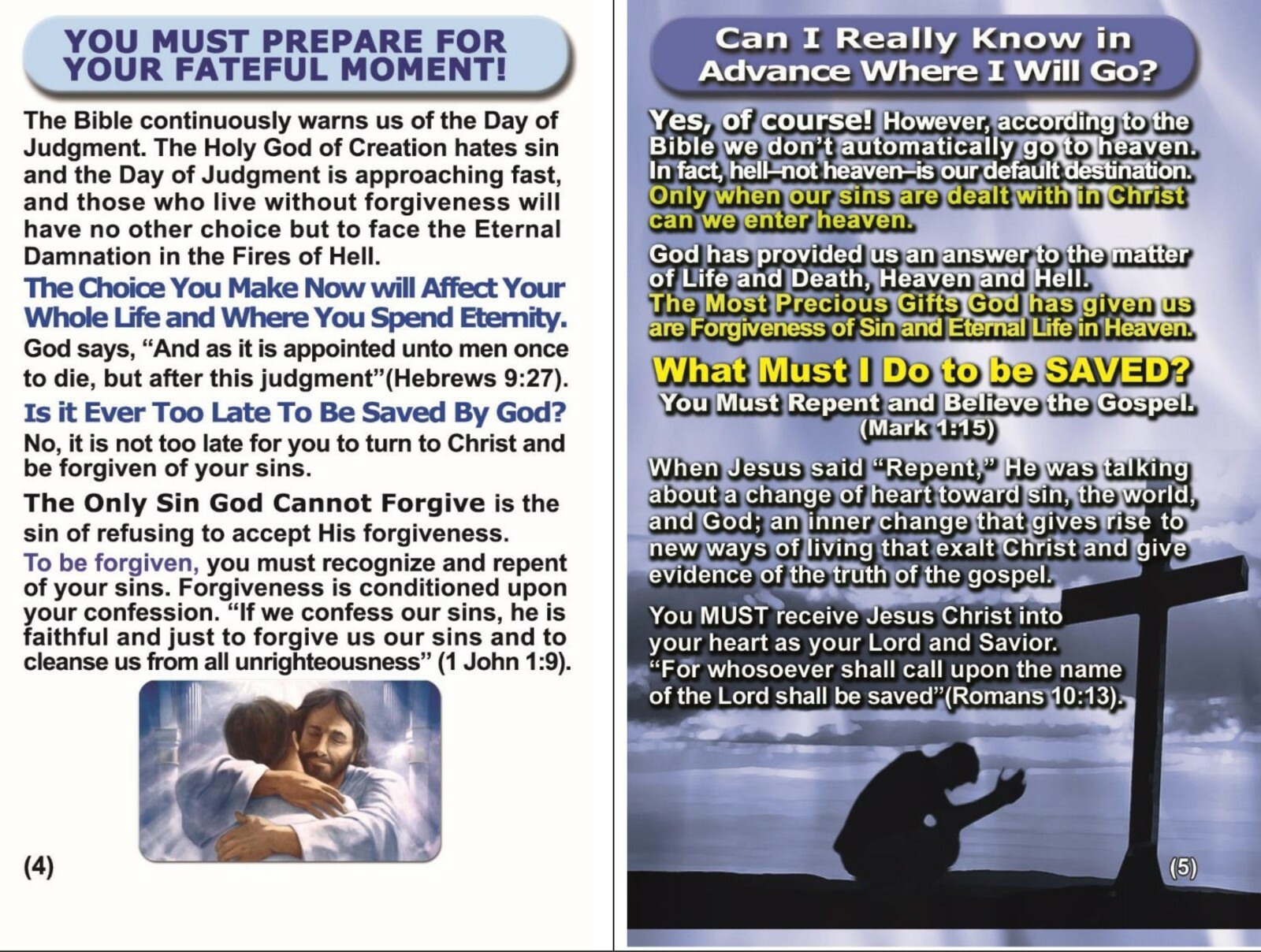 RAPTURE Gospel, Bible Tracts, Pack of 32 units in 2 Covers, 16 Pages Each.